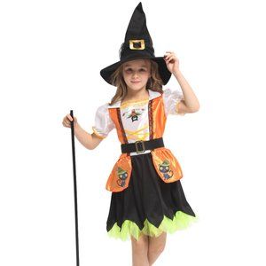 Colourful Witch Costume for Kids - Stylish Short Skirt Witch Gothic Dress